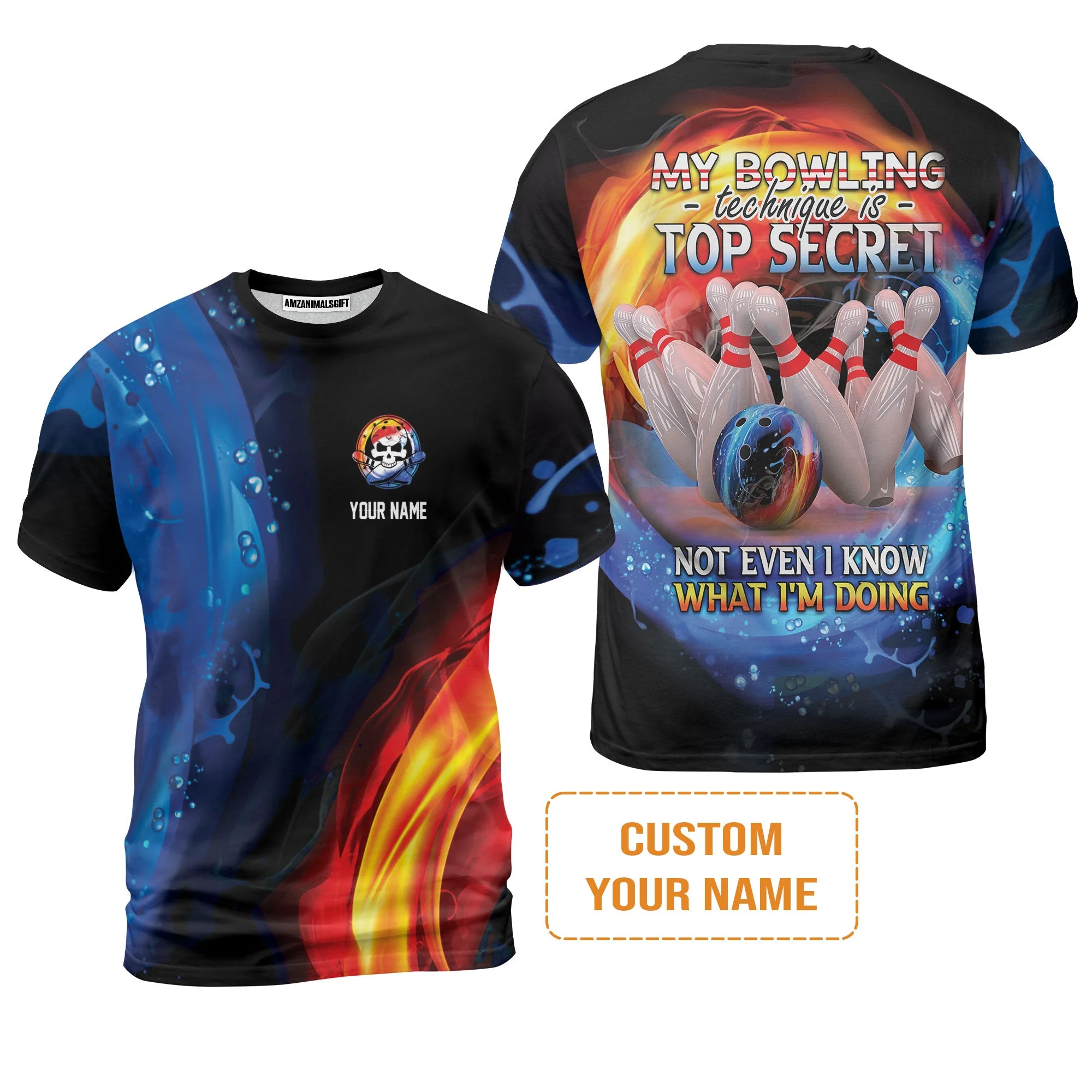 Customized Name Bowling Men's Long Sleeve Polo Shirt, My Bowling Technique is Top Secret Personalized Bowling Men's Long Sleeve Polo Shirt - Image 7