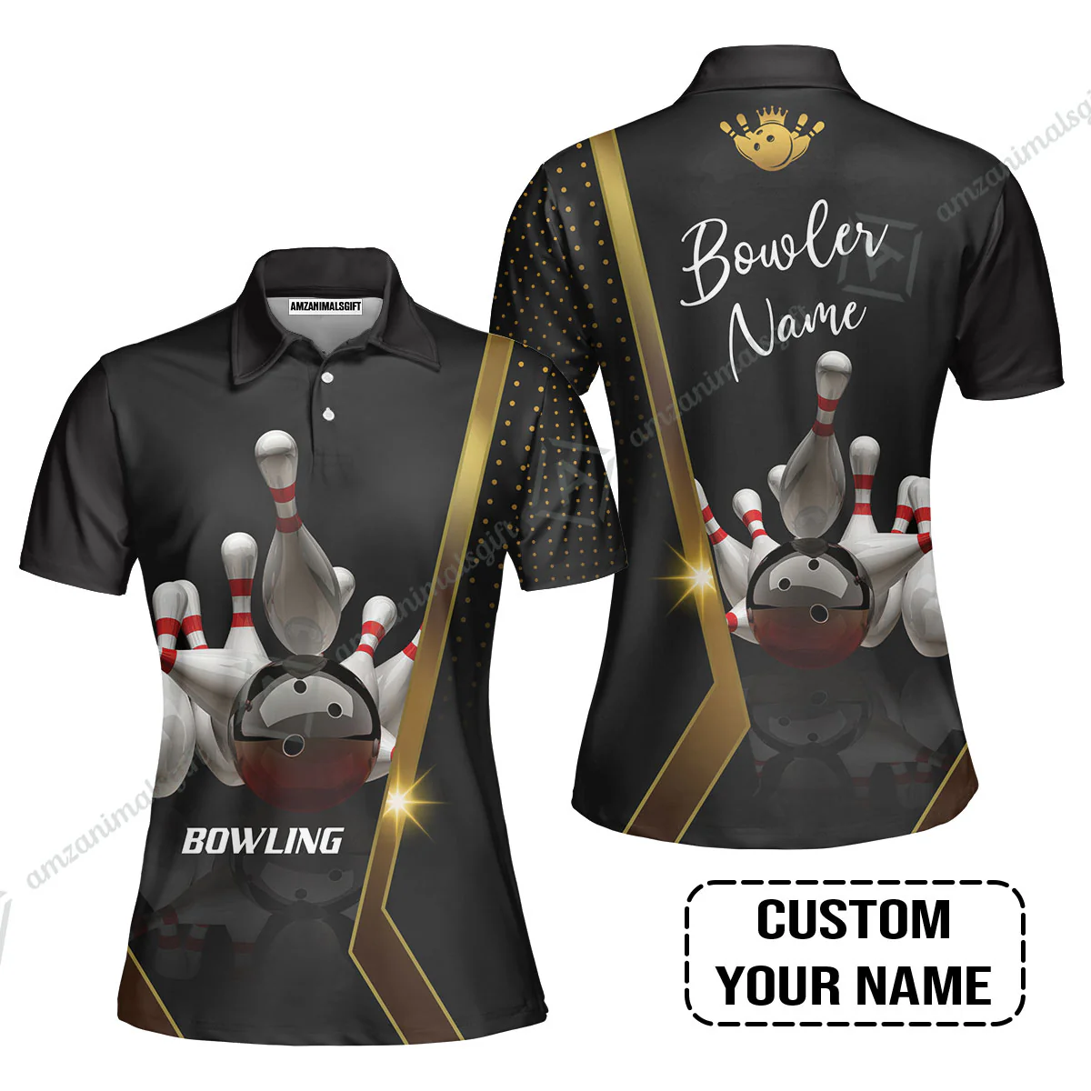 Customized Name Bowling Polo Shirt, Bowling Pin and Ball Personalized Bowling Polo Shirt - Image 6