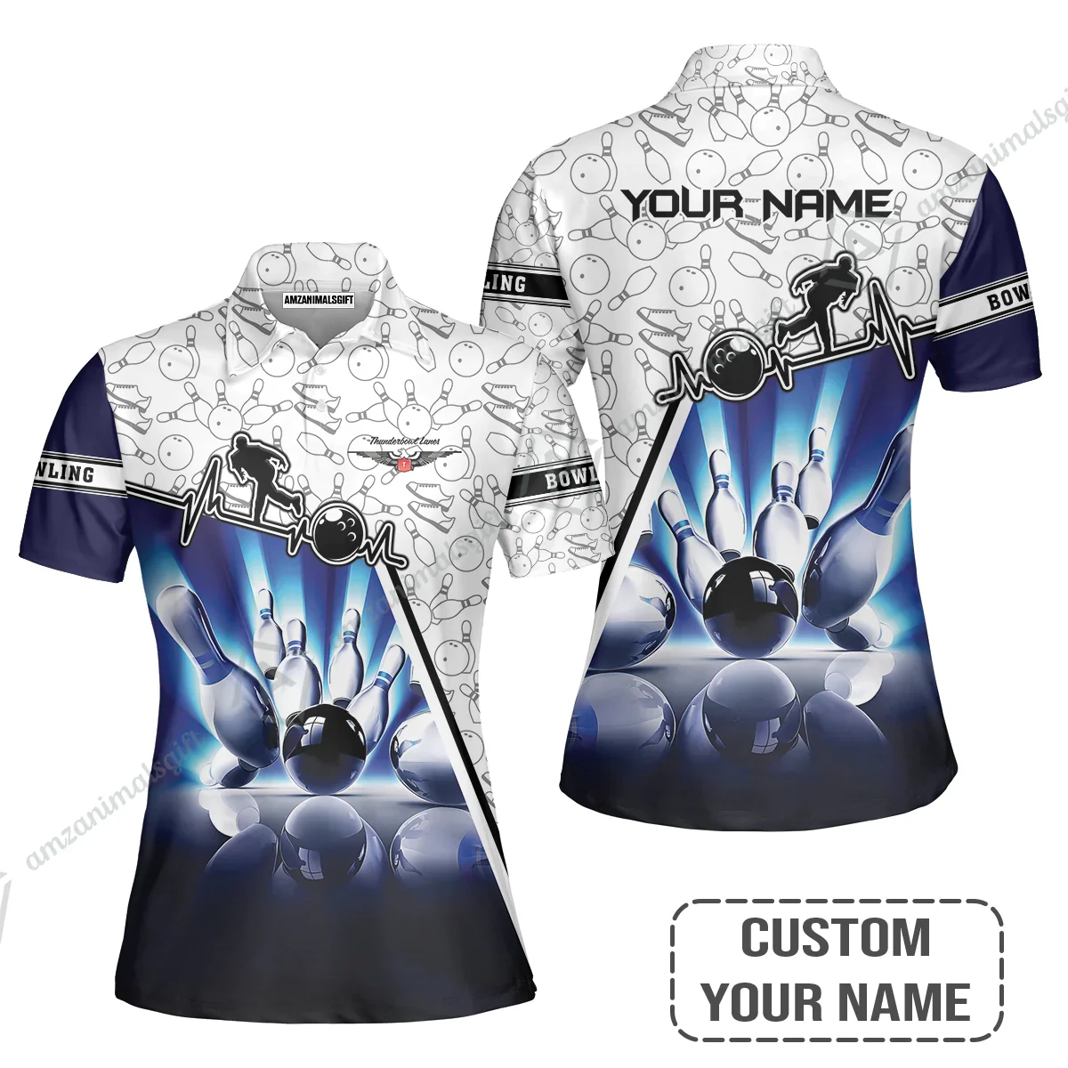 Customized Name Bowling Polo Shirt, Thunderbowl Lanes Unique Bowling Shirt For Men Women, Perfect Gift For Bowling Lovers, Bowlers - Image 3