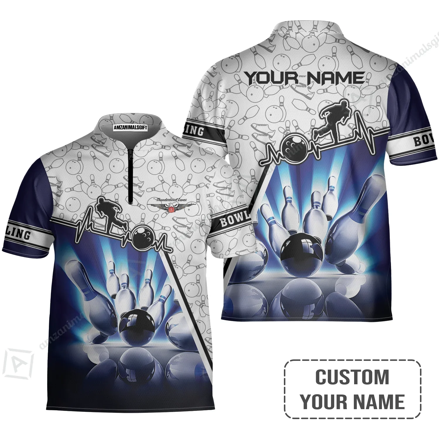 Customized Name Bowling Polo Shirt, Thunderbowl Lanes Unique Bowling Shirt For Men Women, Perfect Gift For Bowling Lovers, Bowlers - Image 4