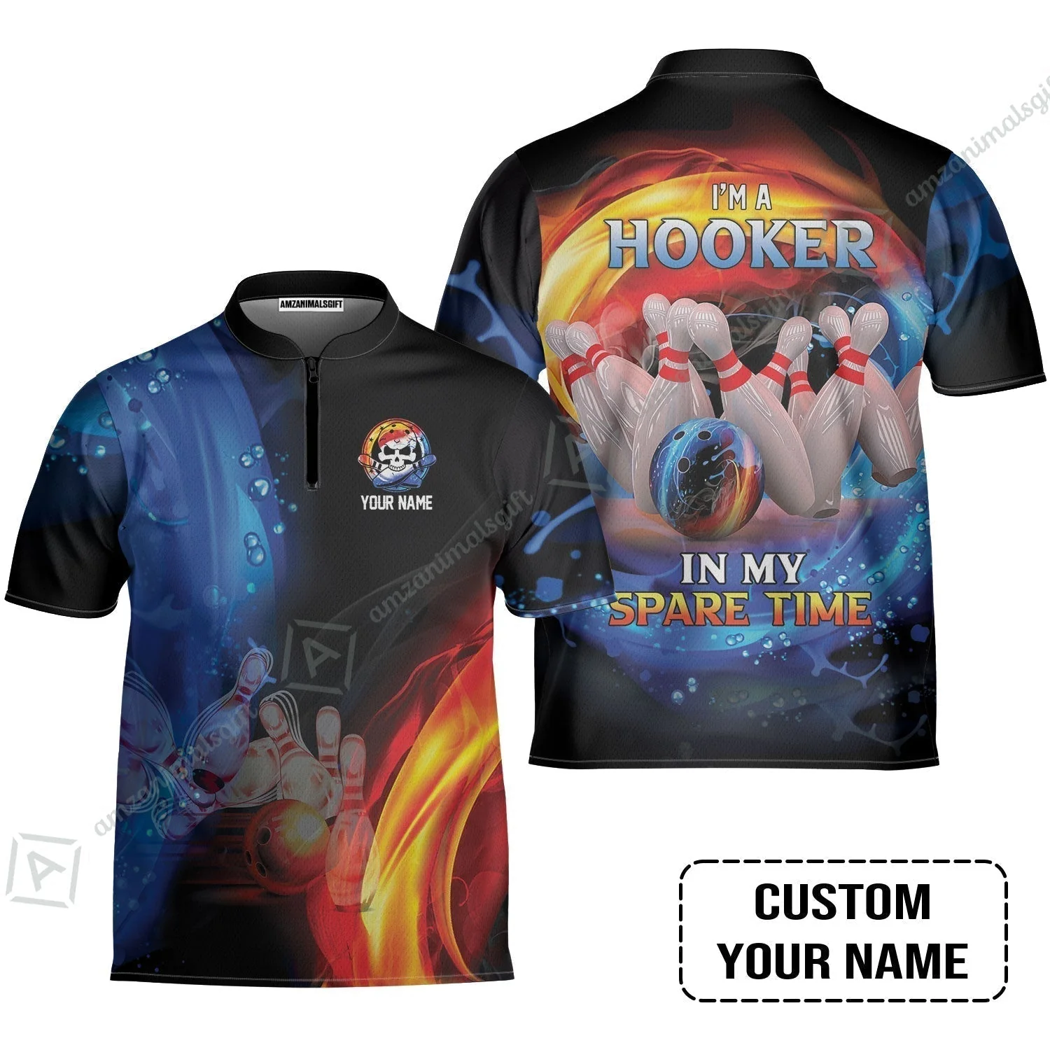 Customized Name Bowling T-Shirt - Bowling I'm A Hooker In My Spare Time Personalized T-Shirt - Image 5
