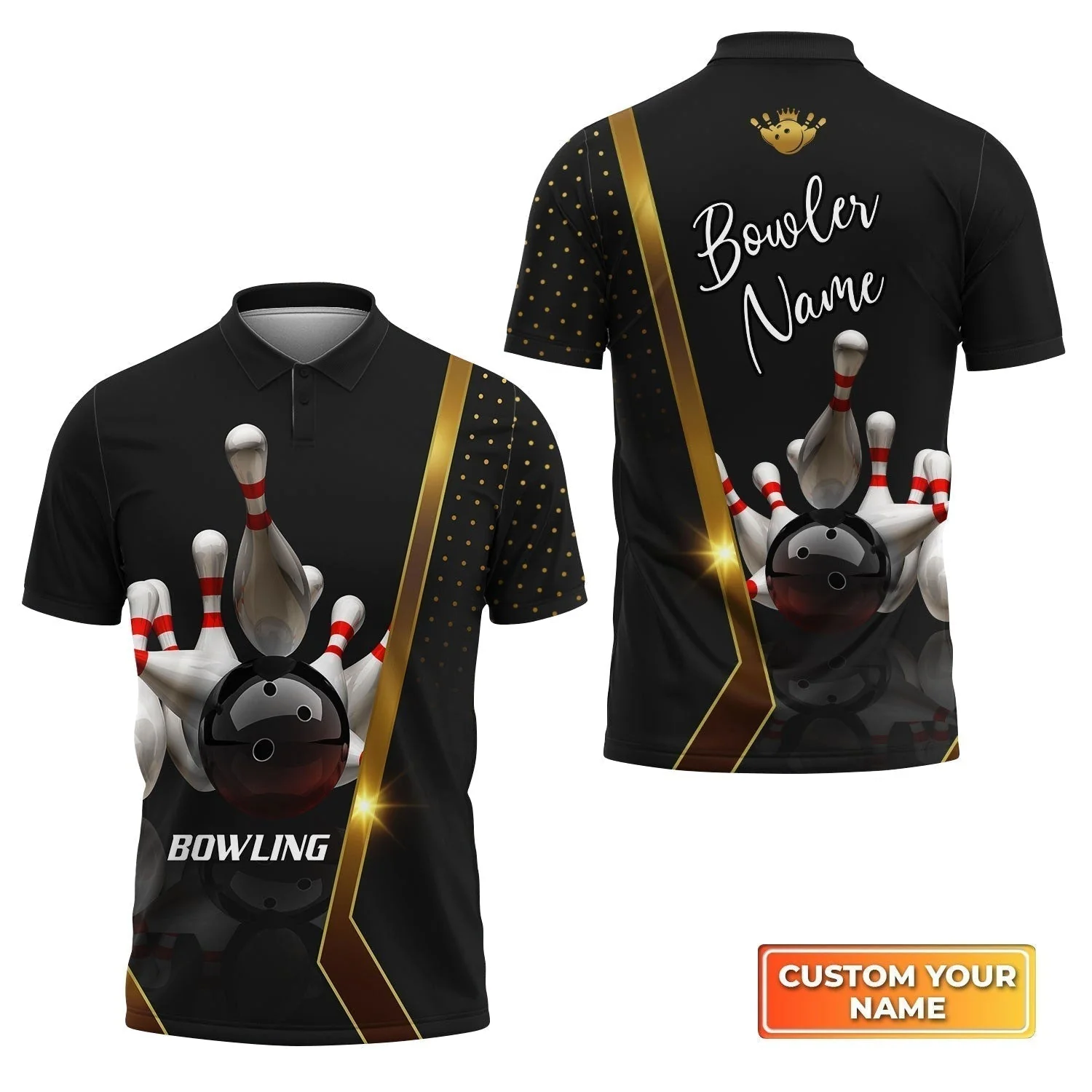 Customized Name Bowling T-Shirt, Bowling Pin and Ball Personalized Bowling T-Shirt - Image 8