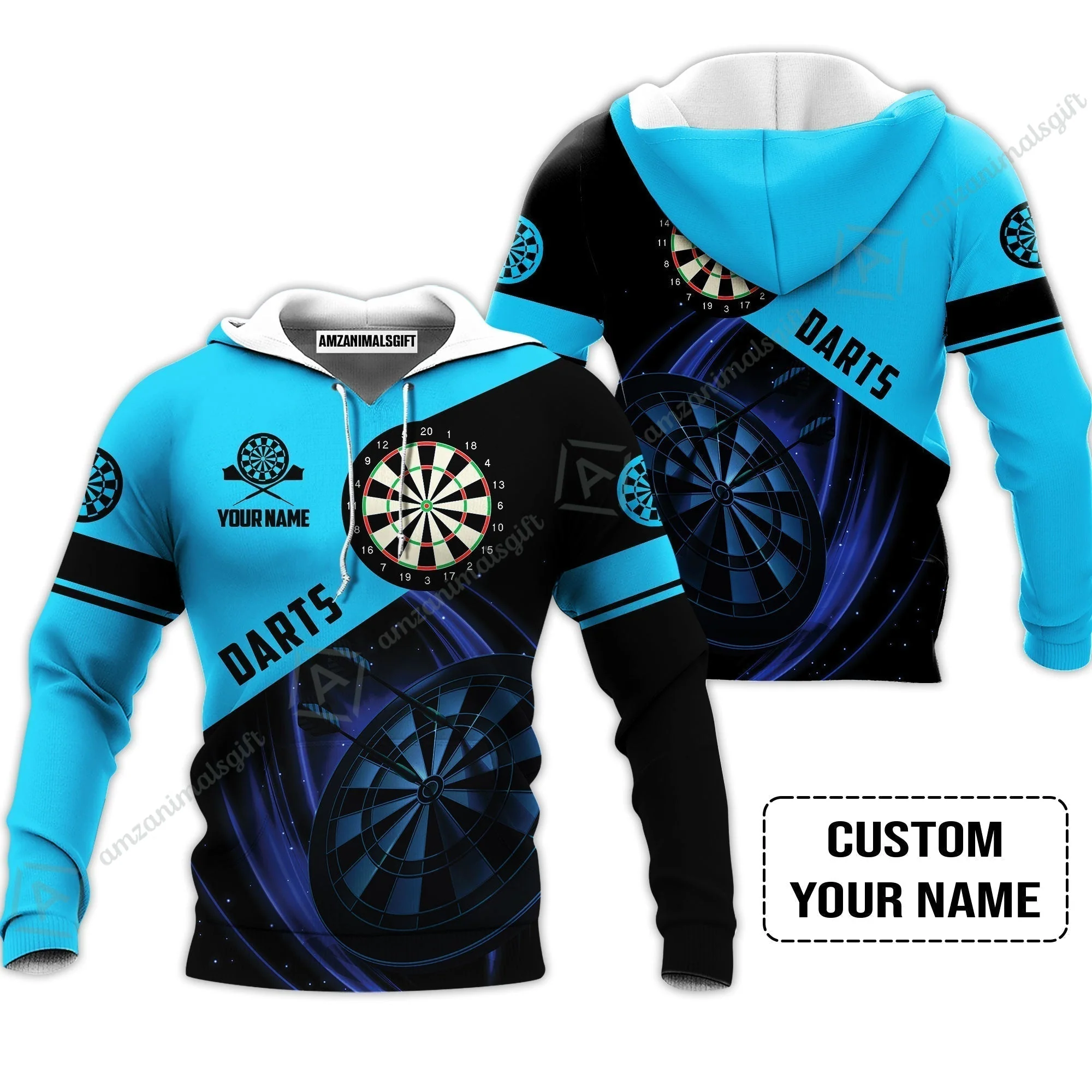 Customized Name Darts Hawaiian Shirt, Dartboard Personalized Name Blue Darts Team Hawaiian Shirt - Image 5