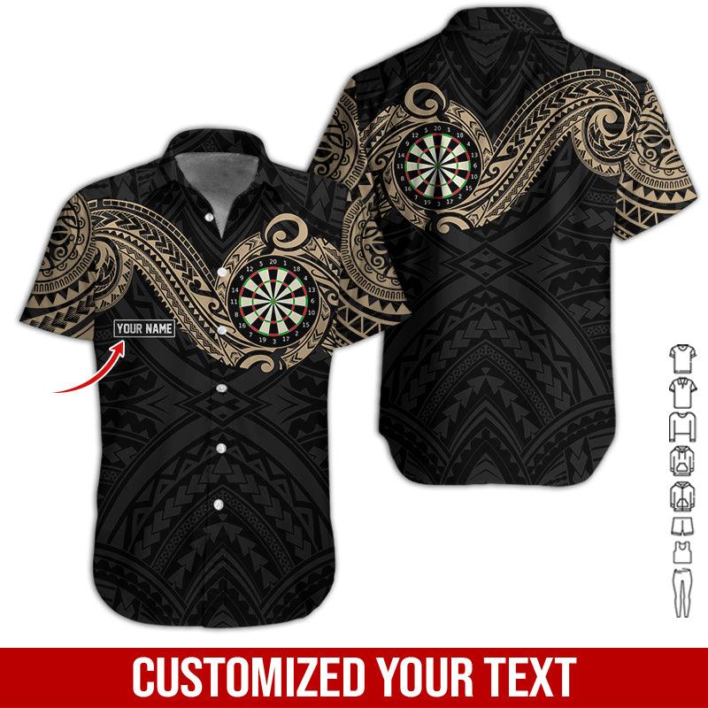 Customized Name Darts Hawaiian Shirt, Personalized Name Tattoo Maori Darts Hawaiian Shirts - Gift For Darts Lovers, Darts Players Uniforms