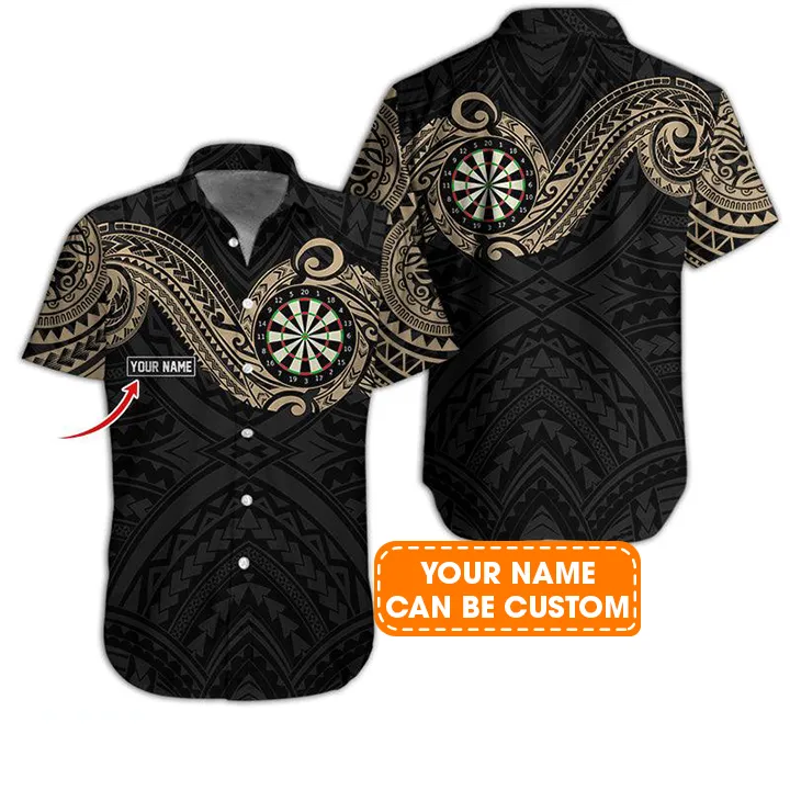 Customized Name Darts Hawaiian Shirt, Personalized Name Tattoo Maori Darts Hawaiian Shirts - Gift For Darts Lovers, Darts Players Uniforms - Image 2