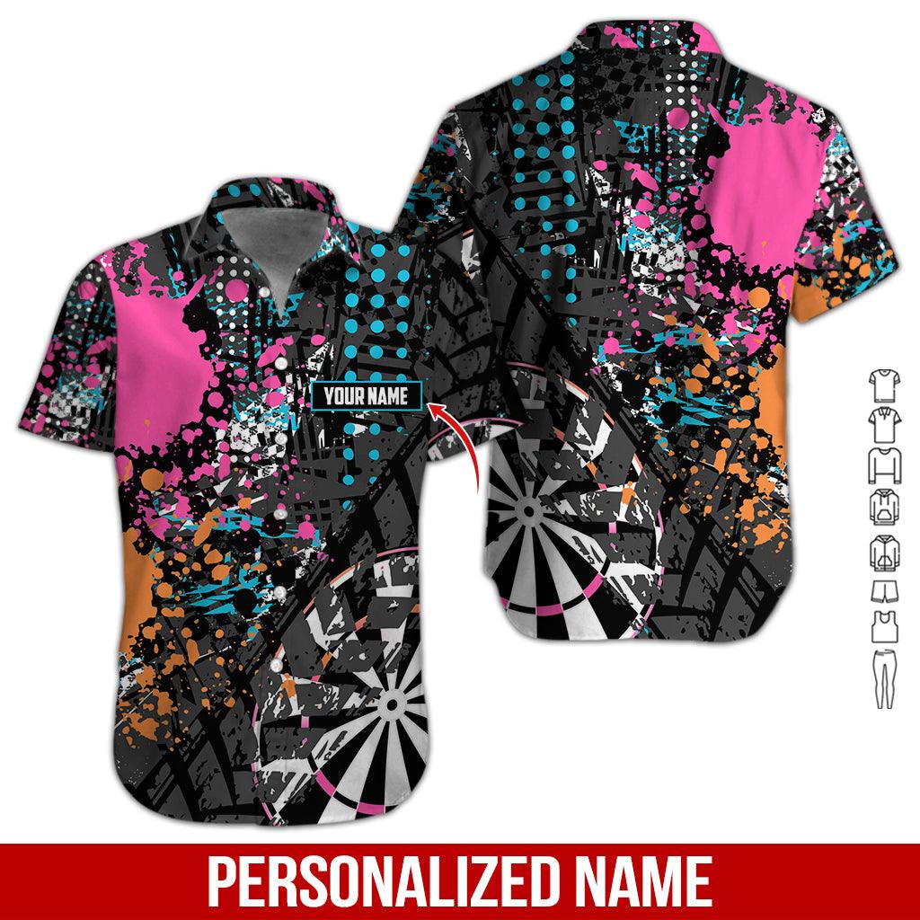 Customized Name Darts Hawaiian Shirt, Watercolor Personalized Darts Hawaiian Shirts - Gift For Darts Lovers, Darts Players Uniforms