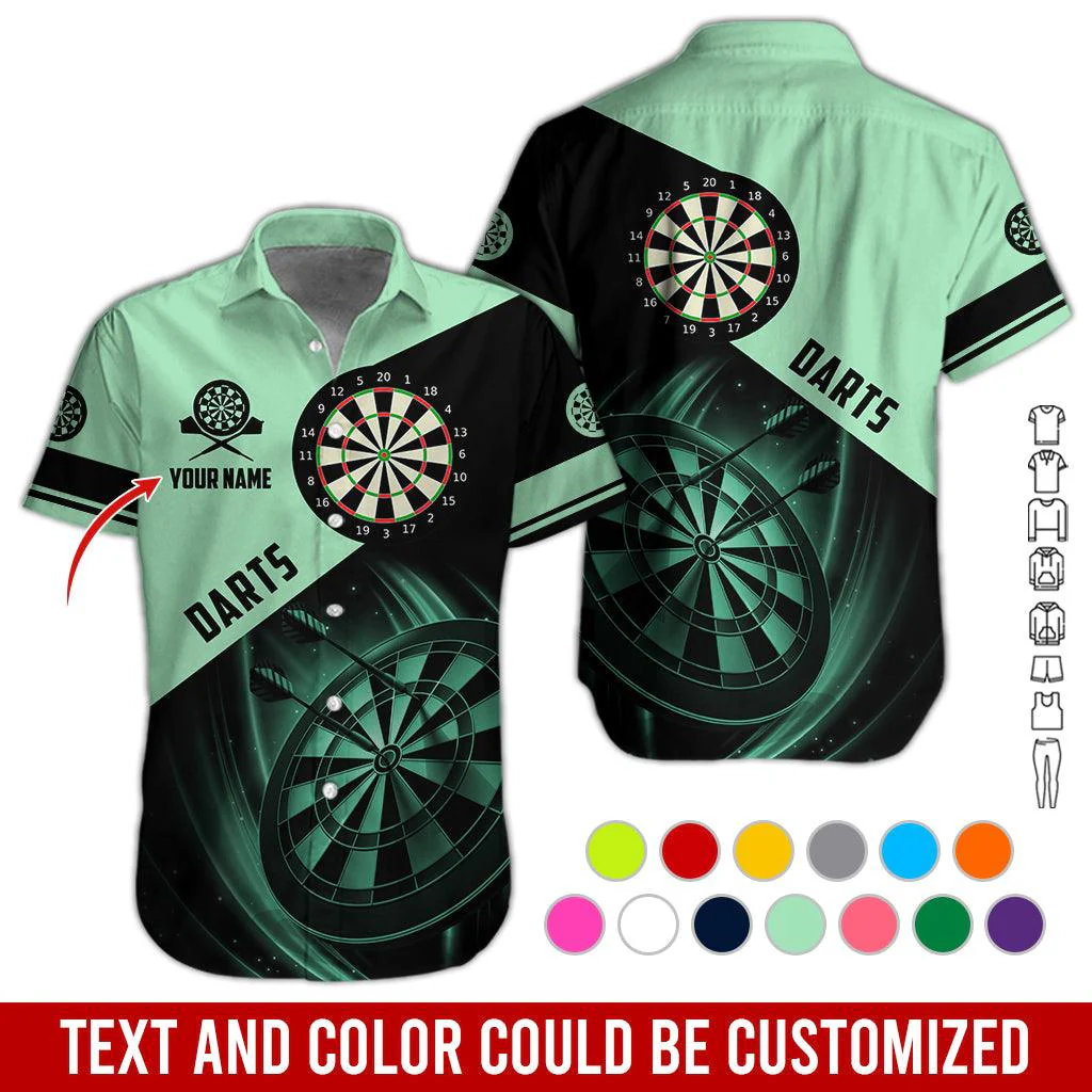 Customized Name Darts Hawaiian Shirts, Personalized Name Darts Team Uniforms Aloha Shirt For Men & Women - Gift For Darts Lovers, Darts Players - Image 2