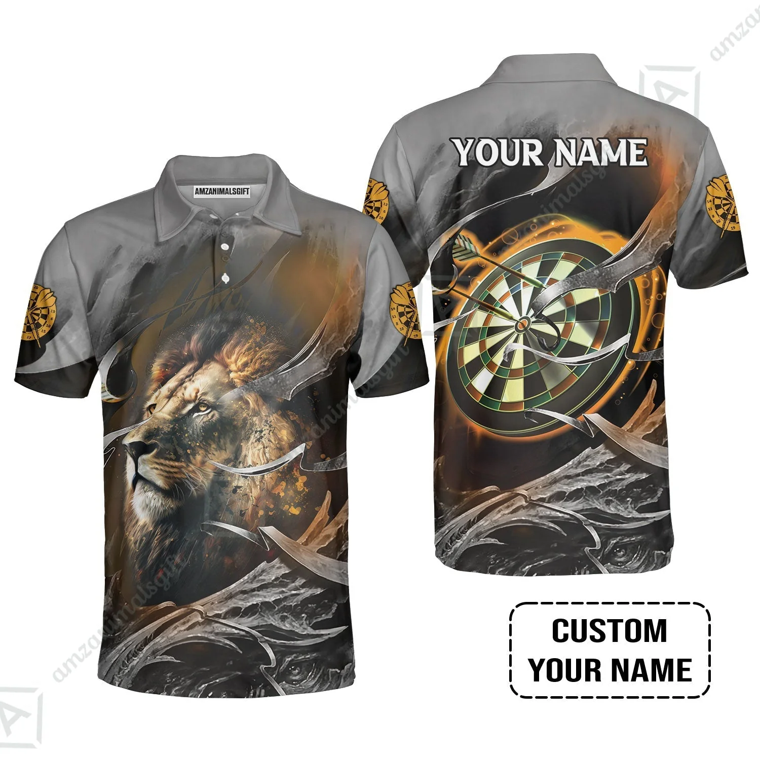Customized Name Darts Hoodie, Bullseye Dartboard Personalized Lion And Darts Hoodie - Image 5