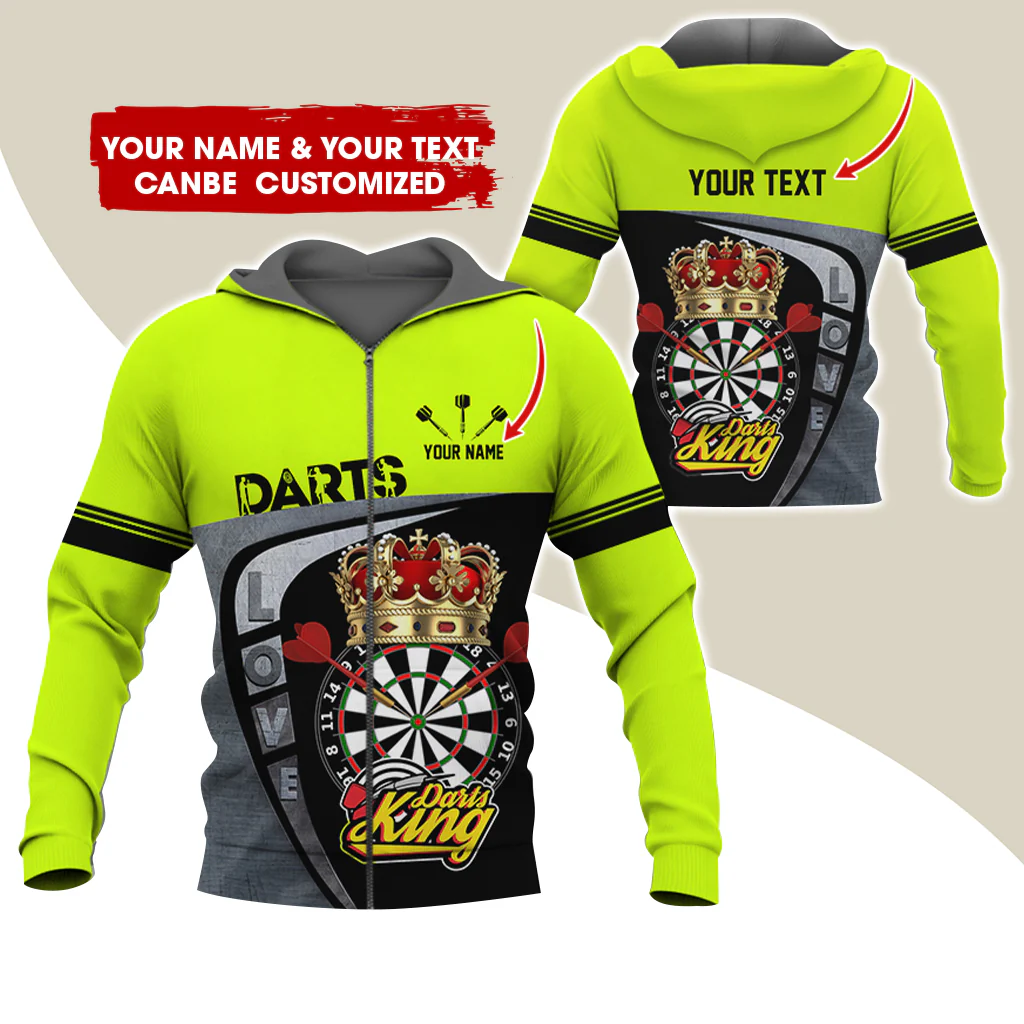Customized Name Darts King Premium Zip Hoodie, Personalized Darts Love Zip Hoodie For Men & Women - Gift For Darts Lovers, Darts Players - Image 5
