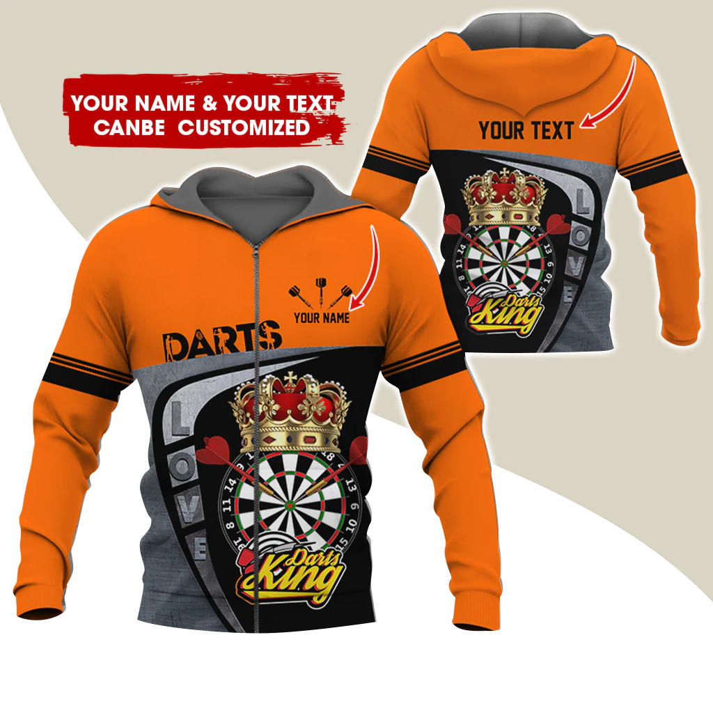 Customized Name Darts King Premium Zip Hoodie, Personalized Darts Love Zip Hoodie For Men & Women - Gift For Darts Lovers, Darts Players - Image 7