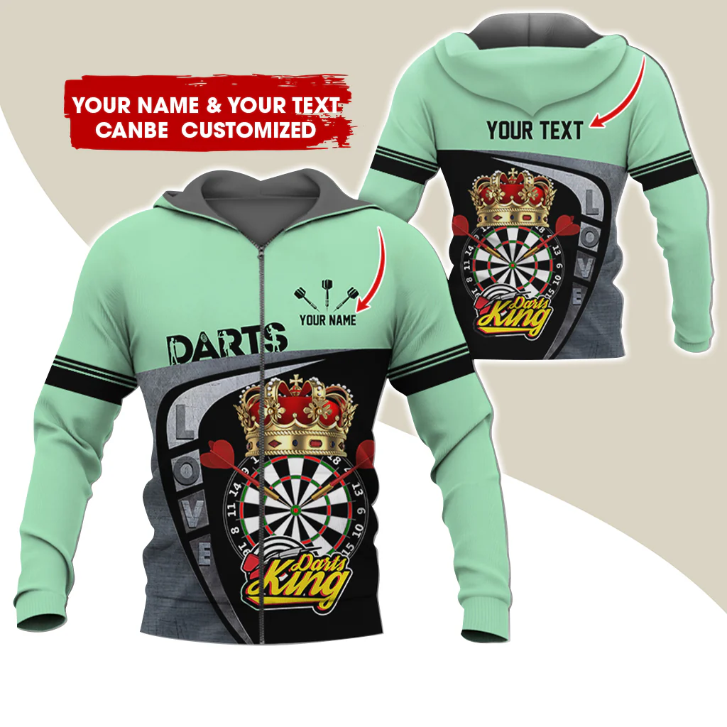 Customized Name Darts King Premium Zip Hoodie, Personalized Darts Love Zip Hoodie For Men & Women - Gift For Darts Lovers, Darts Players - Image 8