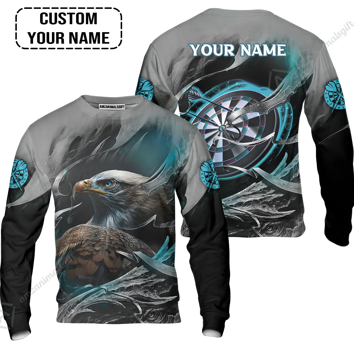 Customized Name Darts Men Polo Shirt, Bullseye Dartboard Personalized Eagle And Darts Polo Shirt - Image 6