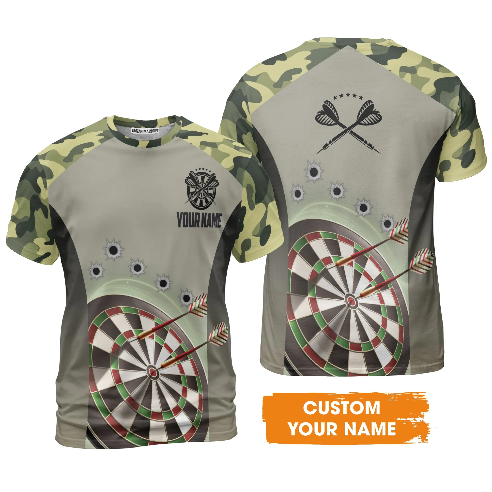Customized Name Darts Men's Long Sleeve Polo Shirt, Camo Pattern Personalized Darts Men's Long Sleeve Polo Shirt - Perfect Gift For Darts Lovers - Image 4