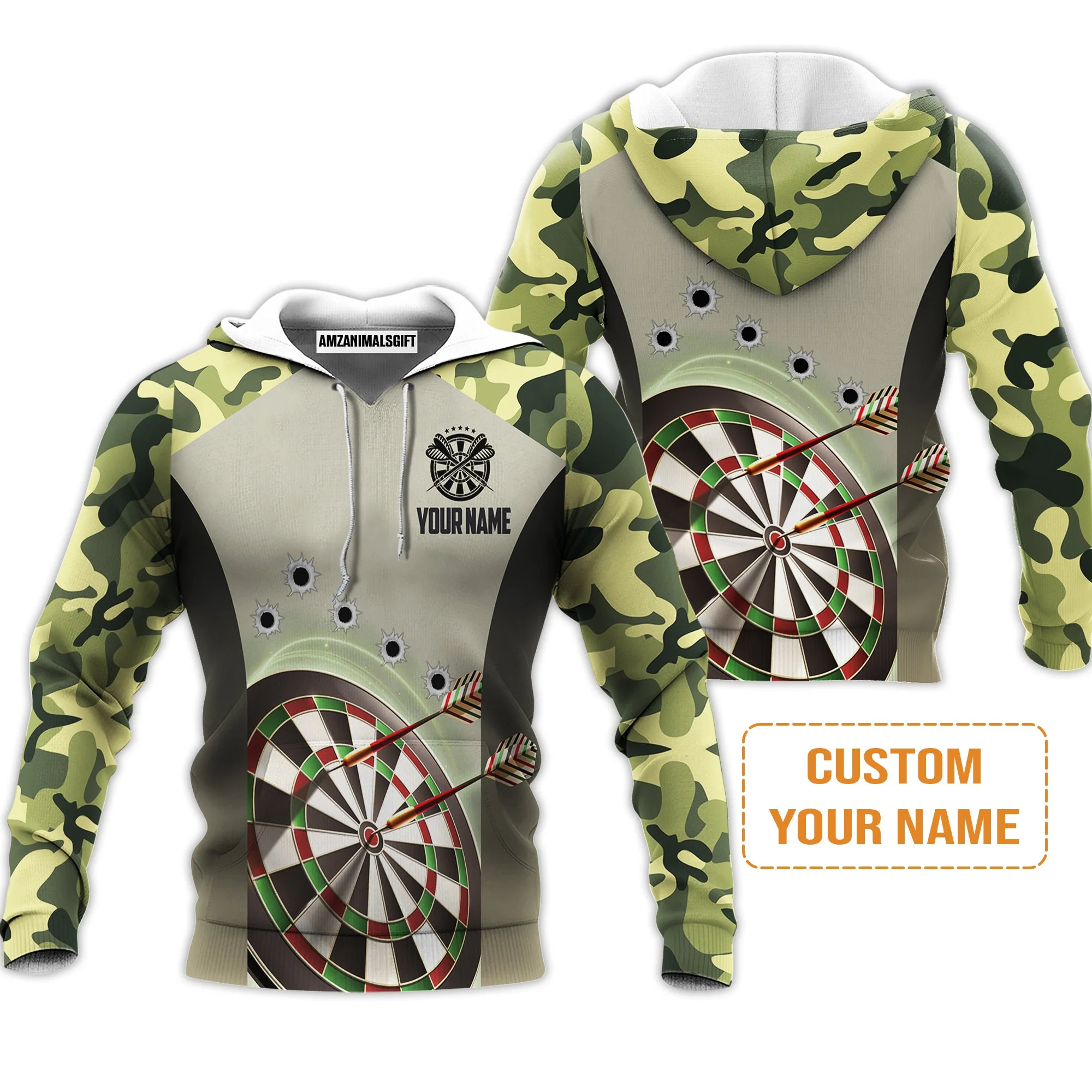 Customized Name Darts Men's Long Sleeve Polo Shirt, Camo Pattern Personalized Darts Men's Long Sleeve Polo Shirt - Perfect Gift For Darts Lovers - Image 5