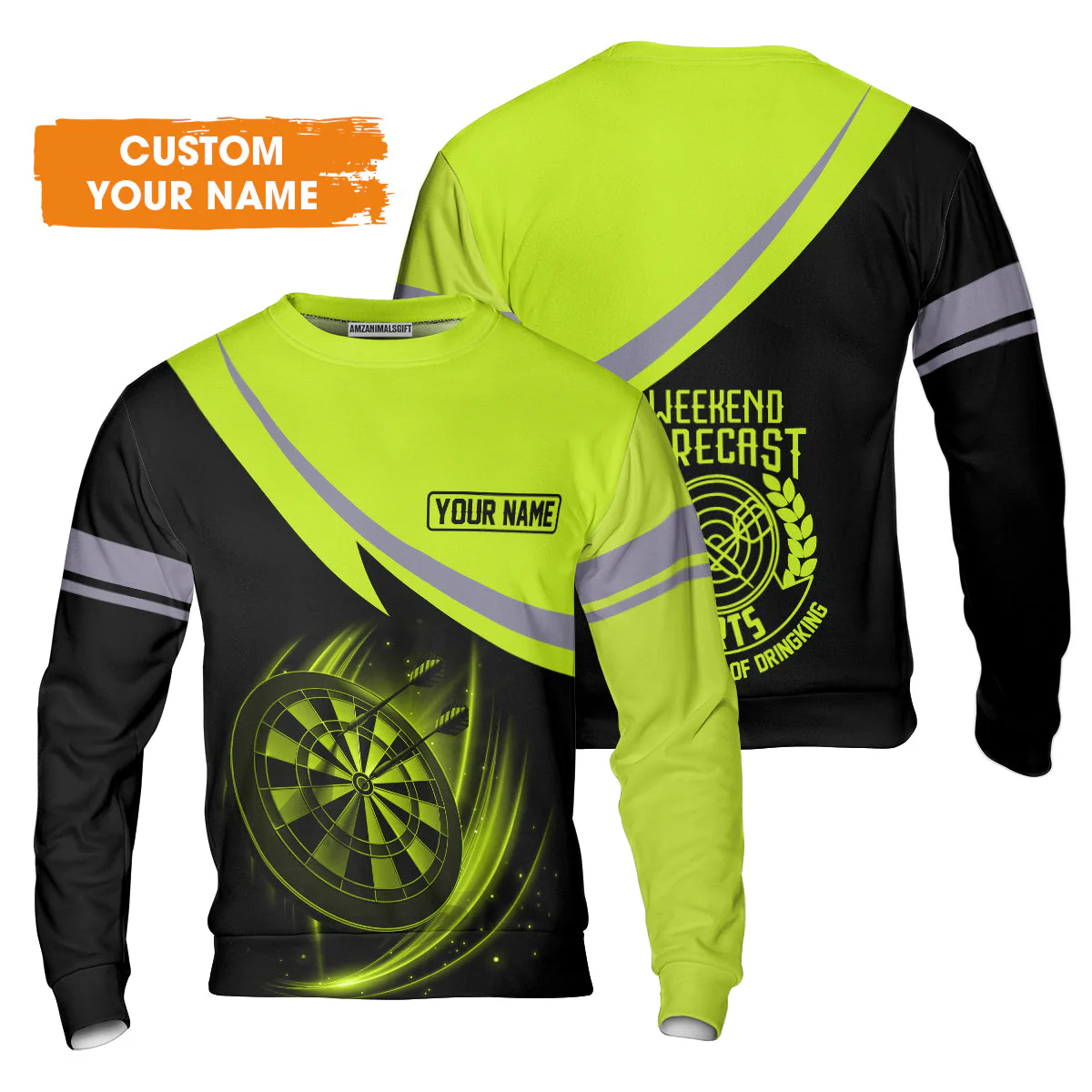 Customized Name Darts Men's Long Sleeve Polo Shirt, Personalized Name Weekend Forecast Darts Men's Long Sleeve Polo Shirt - Gift For Darts Lovers - Image 6