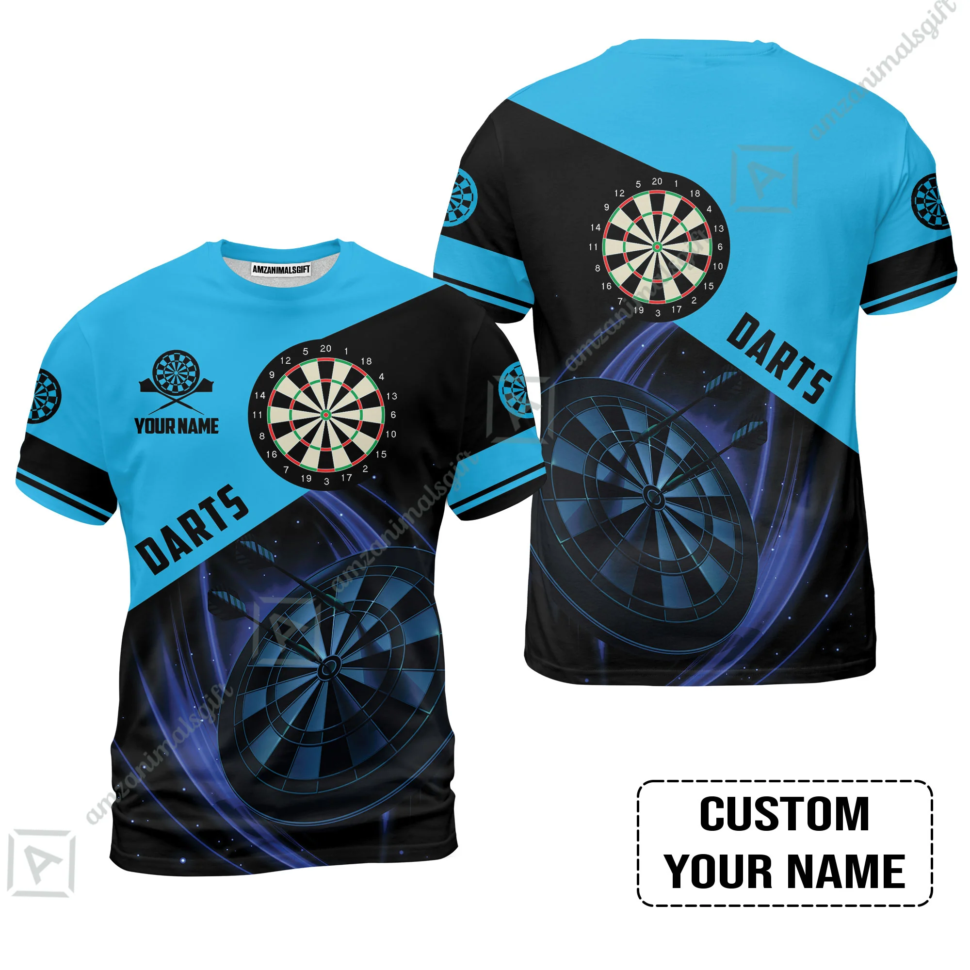 Customized Name Darts Polo Shirt, Dartboard Personalized Name Blue Darts Team Polo Shirt - Image 9