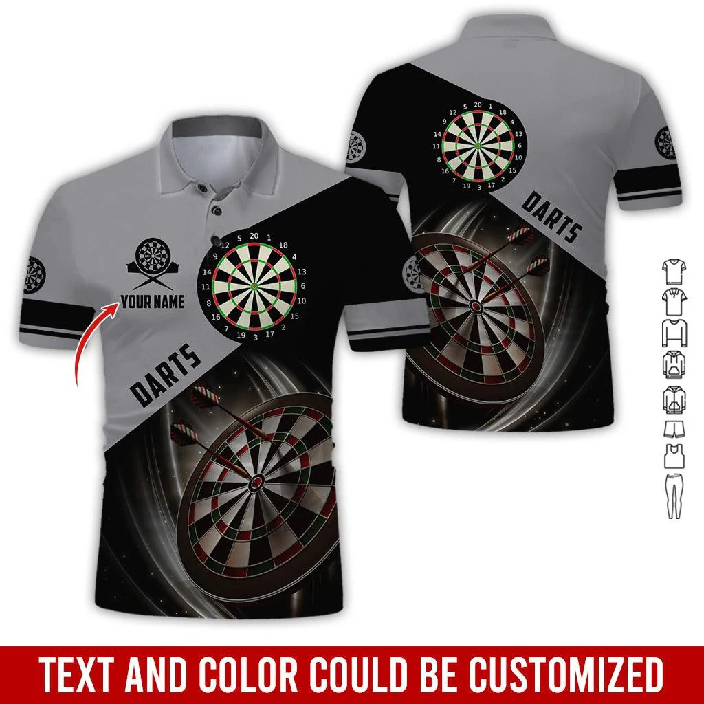 Customized Name Darts Polo Shirt, Dartboard Personalized Name Darts Team Polo Shirt For Men - Perfect Gift For Darts Lovers, Darts Players - Image 3