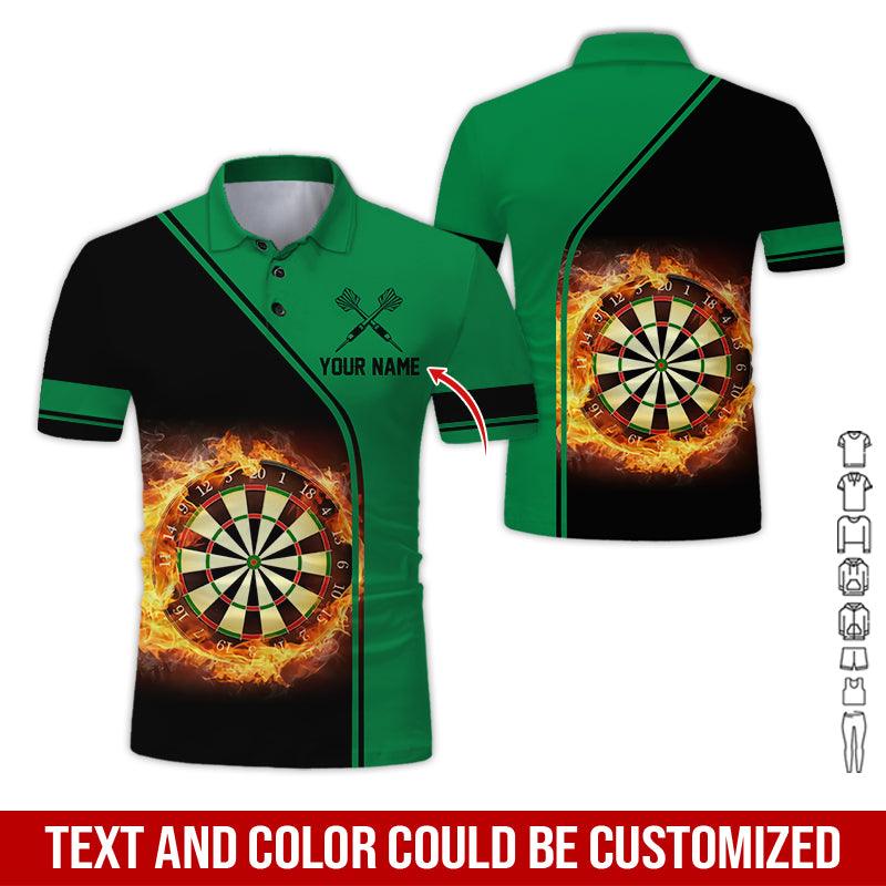 Customized Name Darts Polo Shirt, Personalized Name Dartboard Flame Polo Shirt For Men - Perfect Gift For Darts Lovers, Darts Players - Image 4