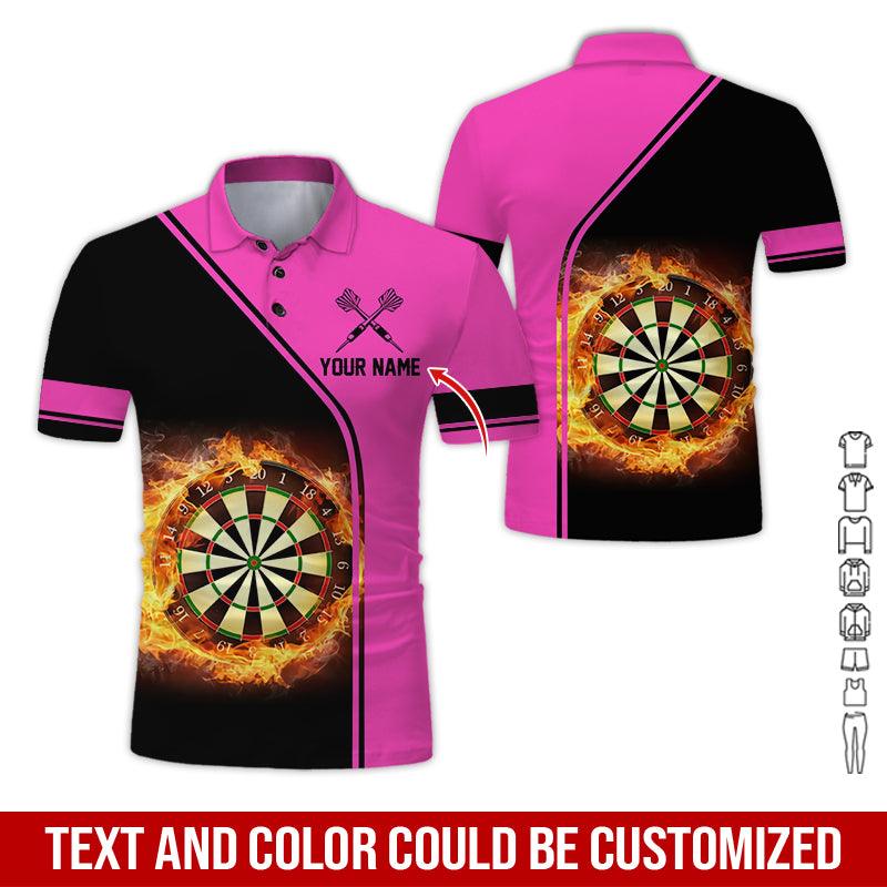 Customized Name Darts Polo Shirt, Personalized Name Dartboard Flame Polo Shirt For Men - Perfect Gift For Darts Lovers, Darts Players - Image 6
