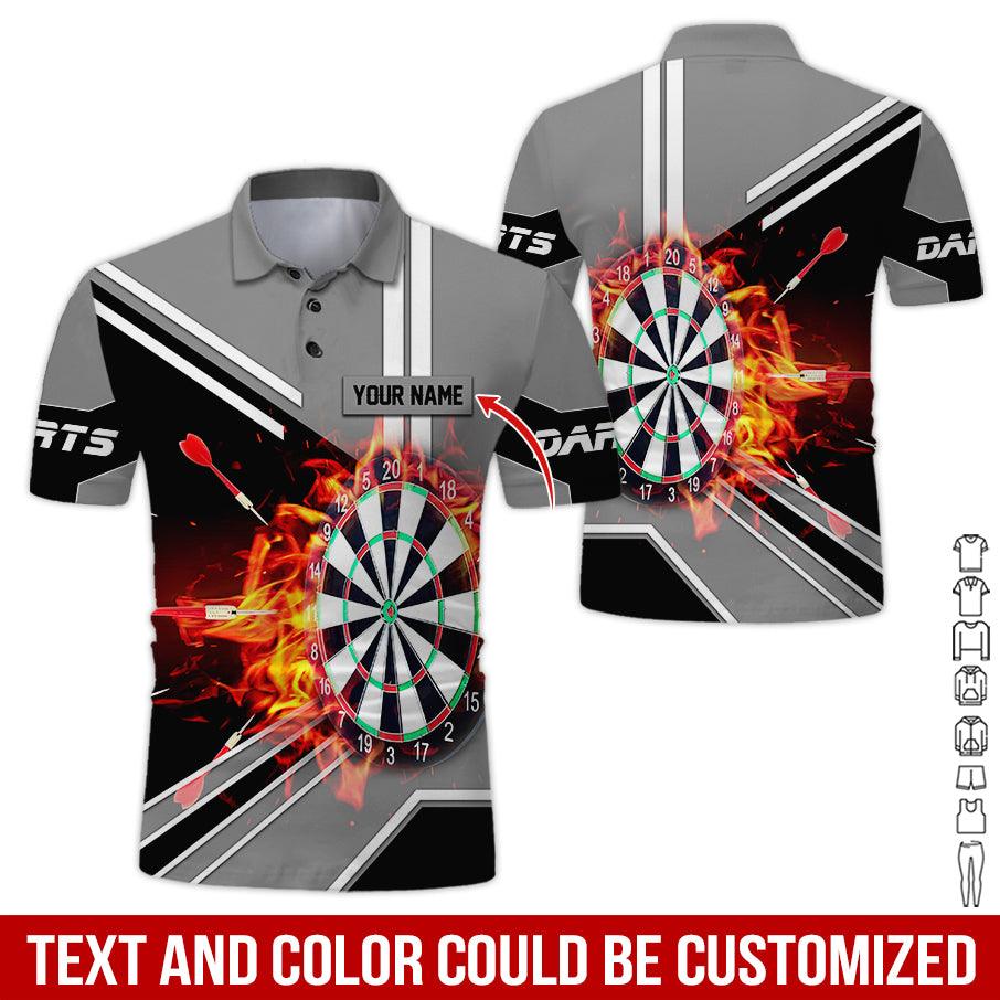 Customized Name Darts Polo Shirt, Personalized Name Darts Board Flame Polo Shirt For Men - Perfect Gift For Darts Lovers, Darts Players - Image 5