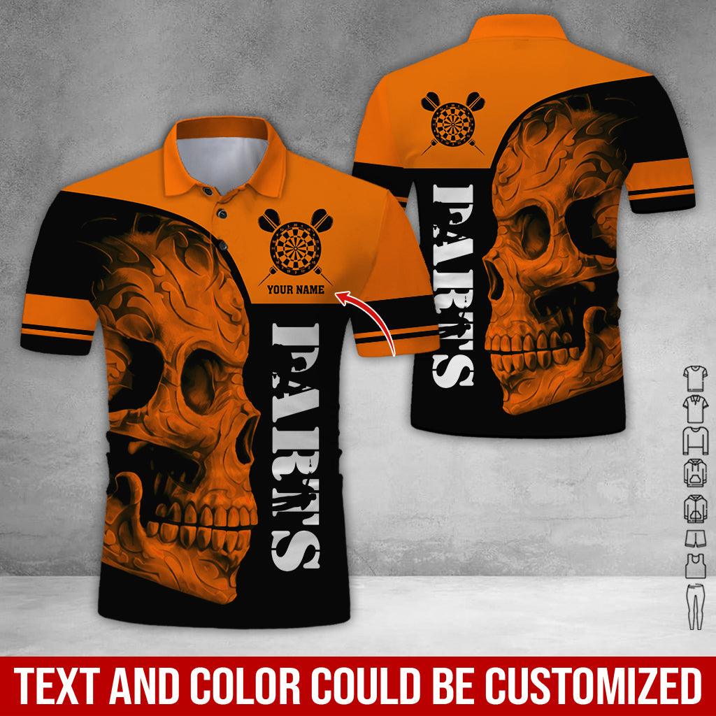 Customized Name Darts Polo Shirt, Personalized Skull Darts Uniforms Polo Shirt For Men - Perfect Gift For Darts Lovers, Darts Team Players - Image 2