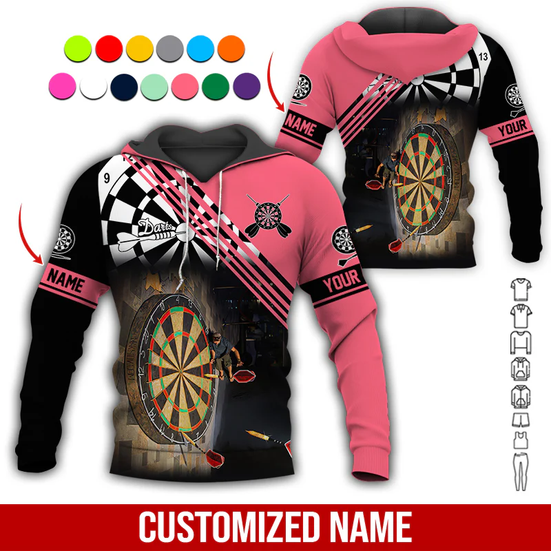 Customized Name Darts Premium Hoodie, Giant Dartboards Black Hoodie, Perfect Gift For Darts Lovers, Friend, Family - Image 10