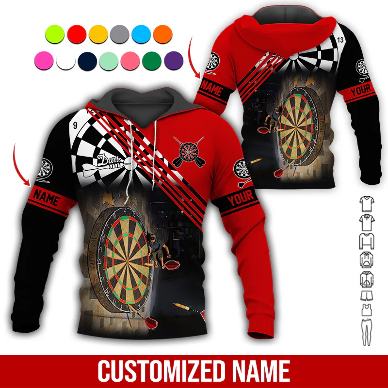 Customized Name Darts Premium Hoodie, Giant Dartboards Black Hoodie, Perfect Gift For Darts Lovers, Friend, Family - Image 12