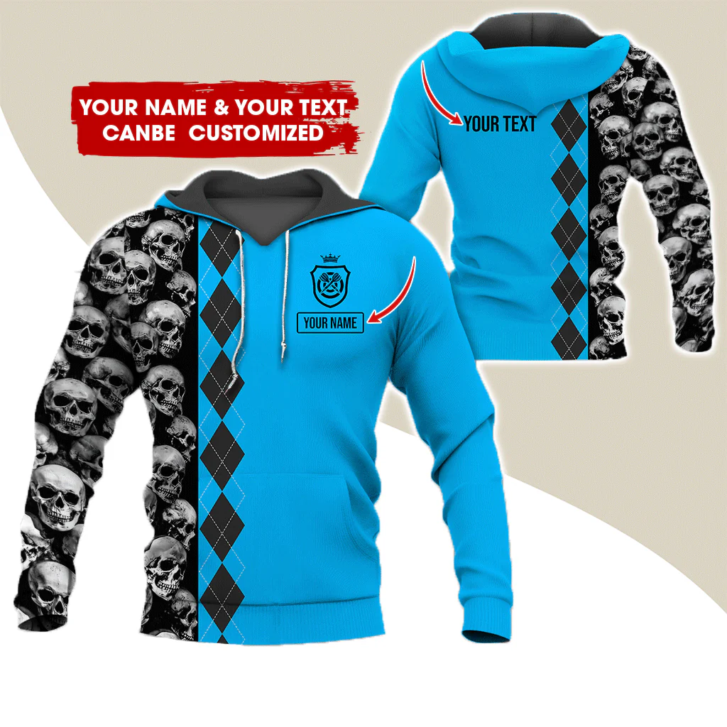 Customized Name Darts Premium Hoodie, Skulls & Rhombus Pattern Hoodie For Men & Women, Custom Your Shirts - Gift For Darts Lovers, Friend, Family