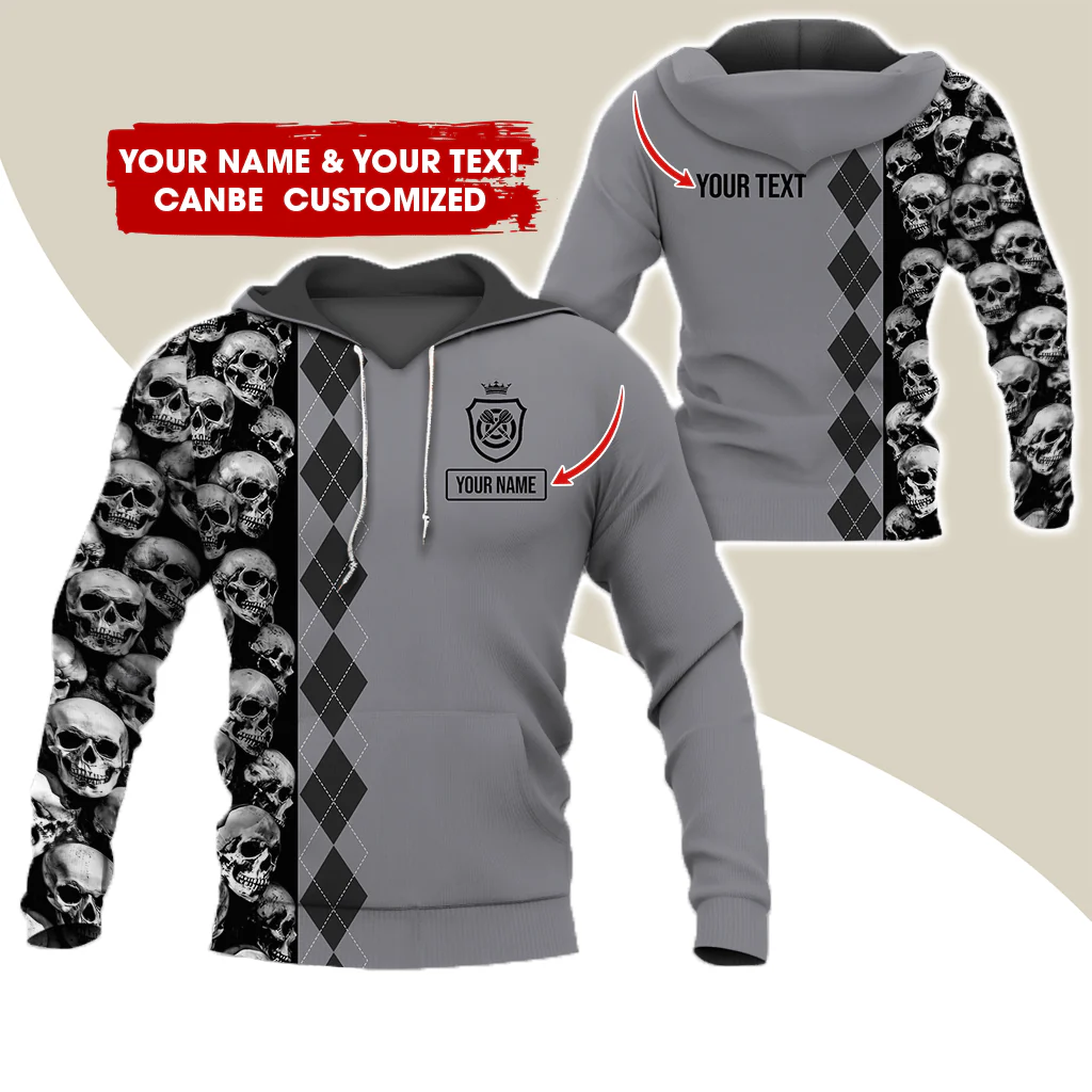 Customized Name Darts Premium Hoodie, Skulls & Rhombus Pattern Hoodie For Men & Women, Custom Your Shirts - Gift For Darts Lovers, Friend, Family - Image 2
