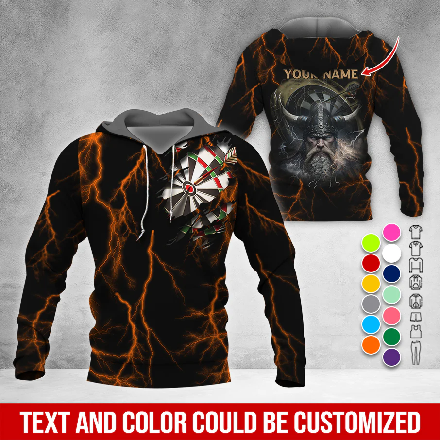 Customized Name Darts Premium Hoodie, Viking Men & Lightning Darts Hoodie, Perfect Gift For Darts Lovers, Friend, Family - Image 10