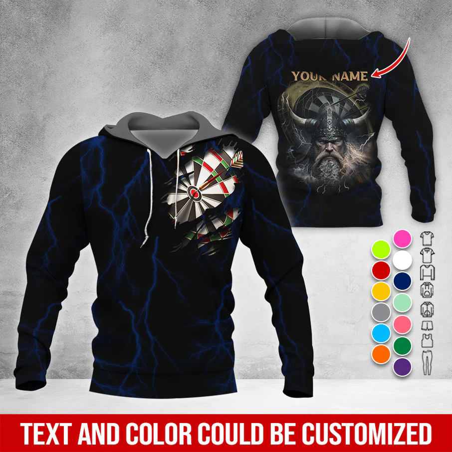 Customized Name Darts Premium Hoodie, Viking Men & Lightning Darts Hoodie, Perfect Gift For Darts Lovers, Friend, Family - Image 8