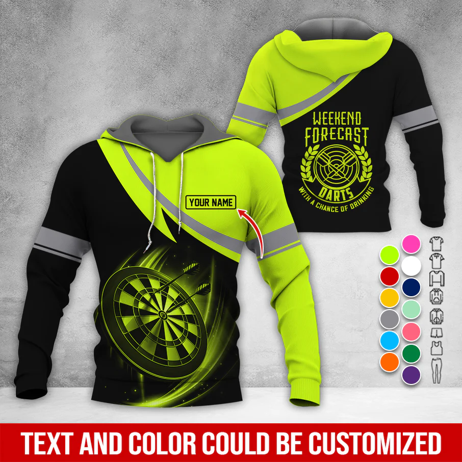 Customized Name Darts Premium Hoodie, Weekend Forrecast Darts Black Hoodie, Perfect Gift For Darts Lovers, Friend, Family - Image 5