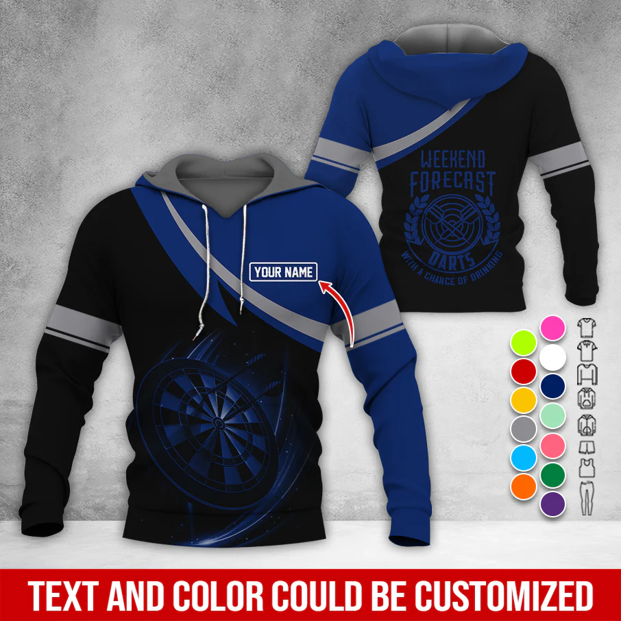 Customized Name Darts Premium Hoodie, Weekend Forrecast Darts Black Hoodie, Perfect Gift For Darts Lovers, Friend, Family - Image 6