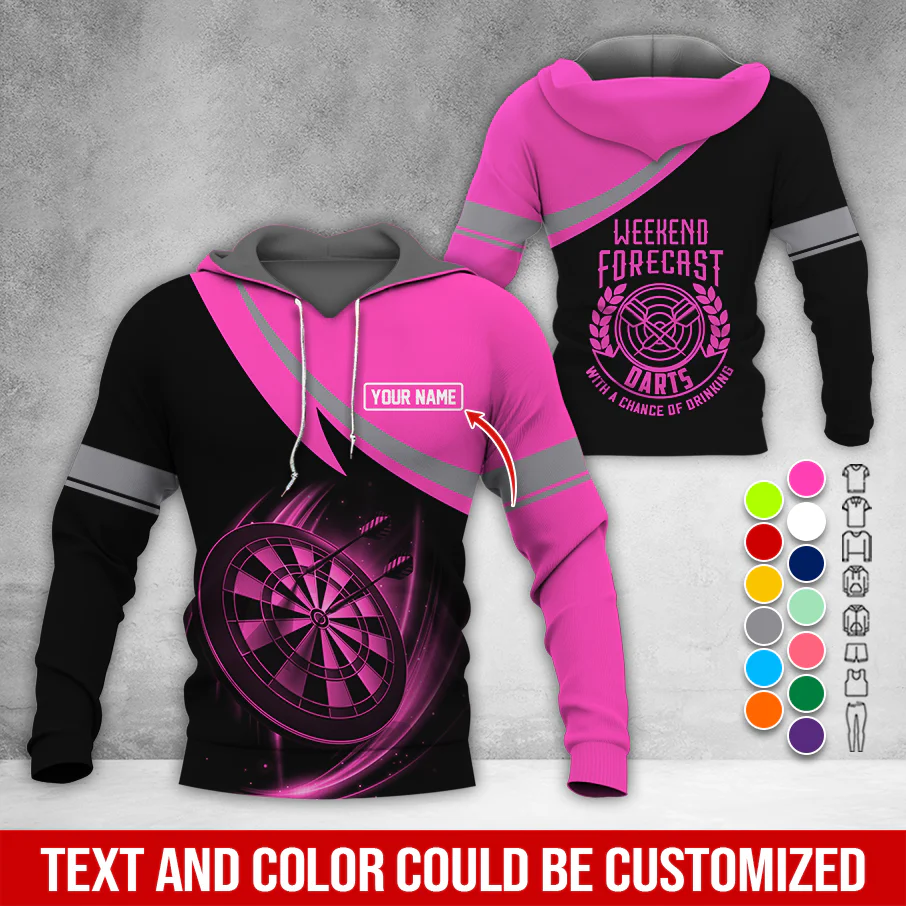 Customized Name Darts Premium Hoodie, Weekend Forrecast Darts Black Hoodie, Perfect Gift For Darts Lovers, Friend, Family - Image 7