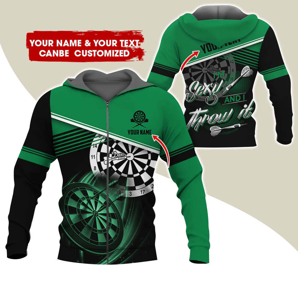 Customized Name Darts Premium Zip Hoodie, Custom Name & Text I'm Sexy And I Throw It Zip Hoodie For Men & Women - Gift For Darts Lovers, Darts Players - Image 11
