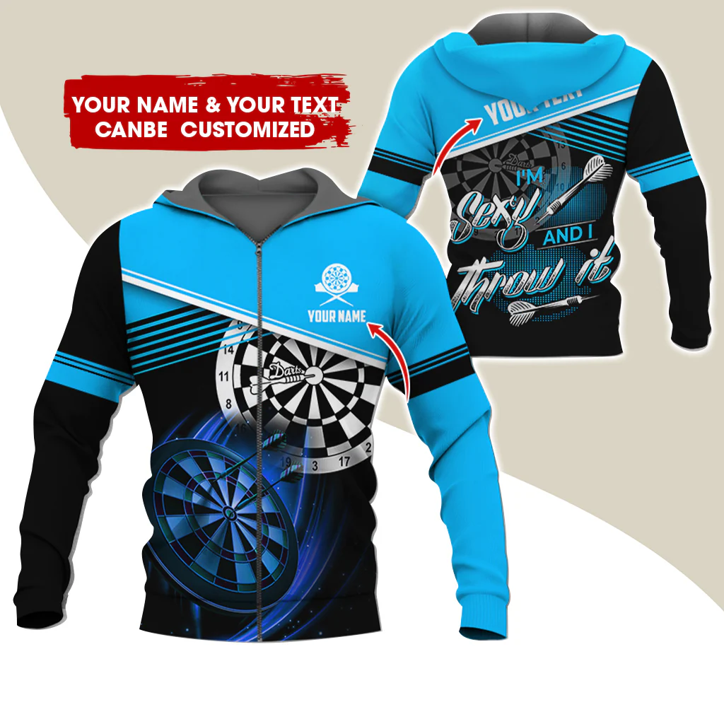 Customized Name Darts Premium Zip Hoodie, Custom Name & Text I'm Sexy And I Throw It Zip Hoodie For Men & Women - Gift For Darts Lovers, Darts Players - Image 5