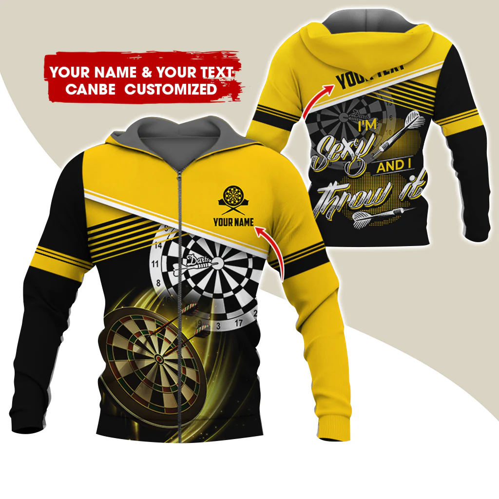 Customized Name Darts Premium Zip Hoodie, Custom Name & Text I'm Sexy And I Throw It Zip Hoodie For Men & Women - Gift For Darts Lovers, Darts Players - Image 7