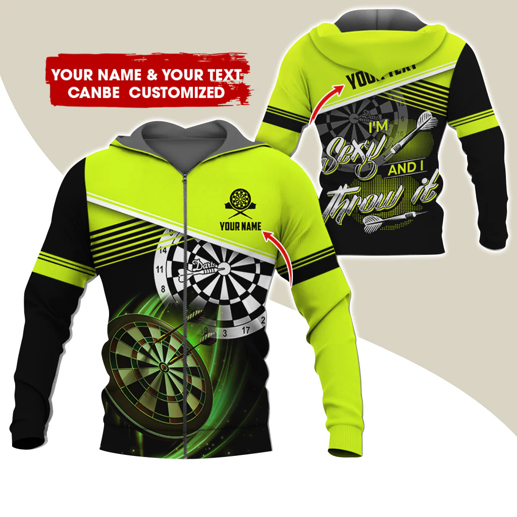 Customized Name Darts Premium Zip Hoodie, Custom Name & Text I'm Sexy And I Throw It Zip Hoodie For Men & Women - Gift For Darts Lovers, Darts Players - Image 9
