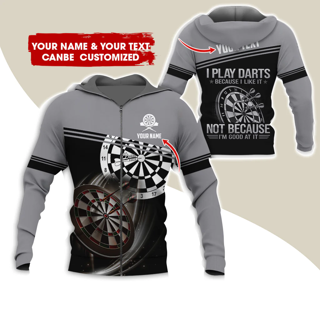 Customized Name Darts Premium Zip Hoodie, Personalized I Play Darts Zip Hoodie For Men & Women - Gift For Darts Lovers, Darts Players - Image 7