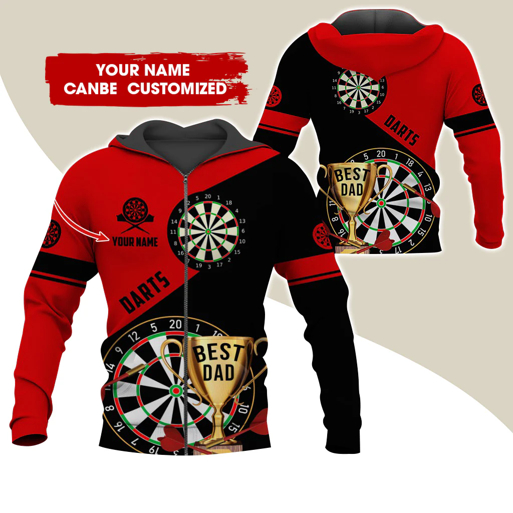 Customized Name Darts Premium Zip Hoodie , Personalized Name Best Dad Darts Zip Hoodie For Men & Women - Gift For Darts Lovers, Darts Players - Image 12