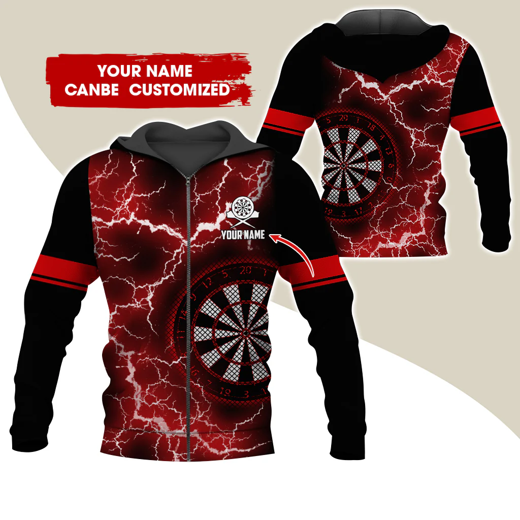 Customized Name Darts Premium Zip Hoodie, Personalized Name Thunder Lightning Zip Hoodie For Men & Women - Gift For Darts Lovers, Darts Players - Image 13