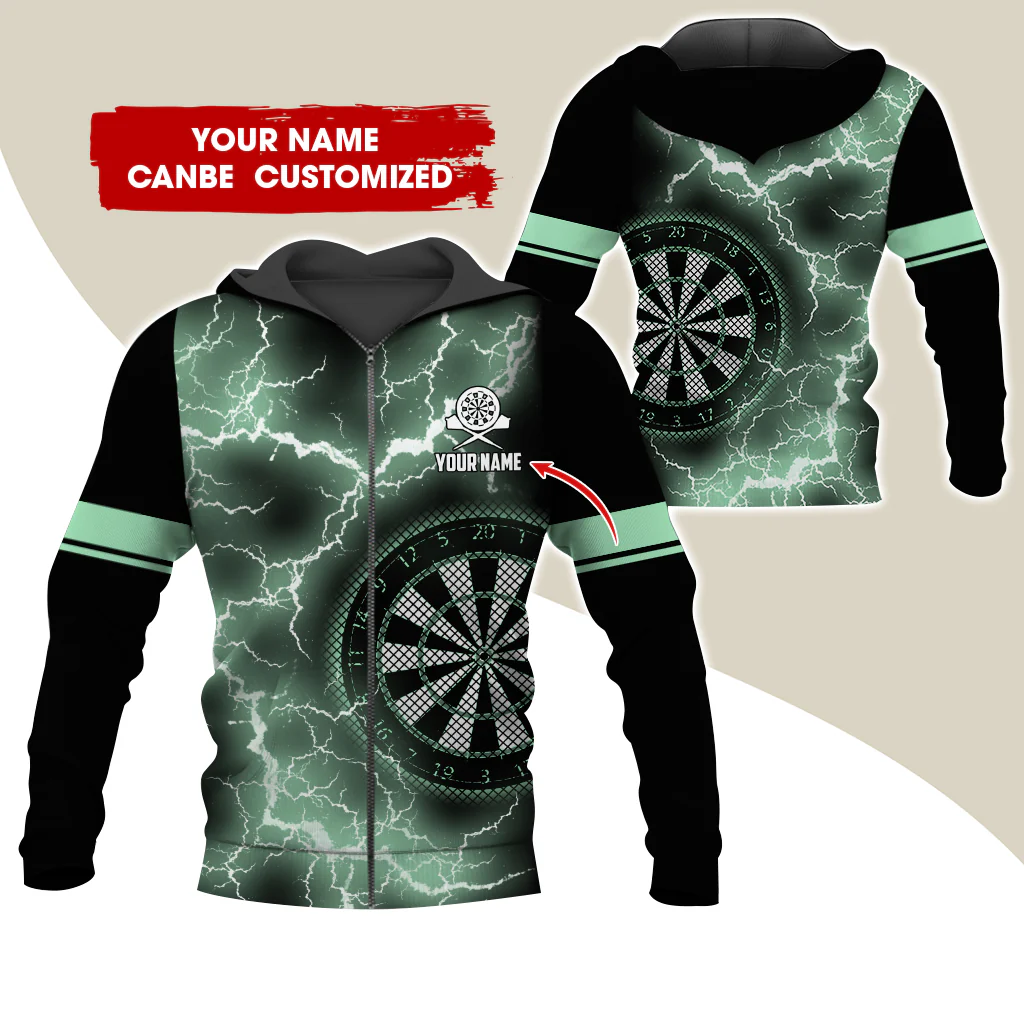 Customized Name Darts Premium Zip Hoodie, Personalized Name Thunder Lightning Zip Hoodie For Men & Women - Gift For Darts Lovers, Darts Players - Image 9