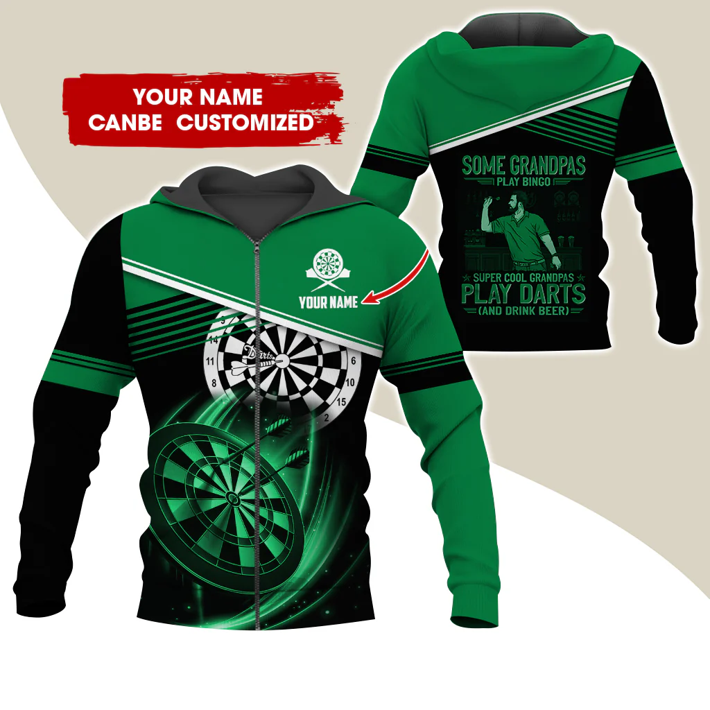 Customized Name Darts Premium Zip Hoodie, Personalized Some Grandpas Play Bingo Darts Zip Hoodie For Men & Women - Gift For Darts Lovers, Darts Players - Image 10