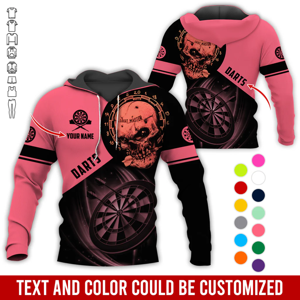 Customized Name Darts Skull Premium Hoodie, Darts Master Skull Pattern Hoodie, Perfect Gift For Darts Lovers, Friend, Family - Image 10