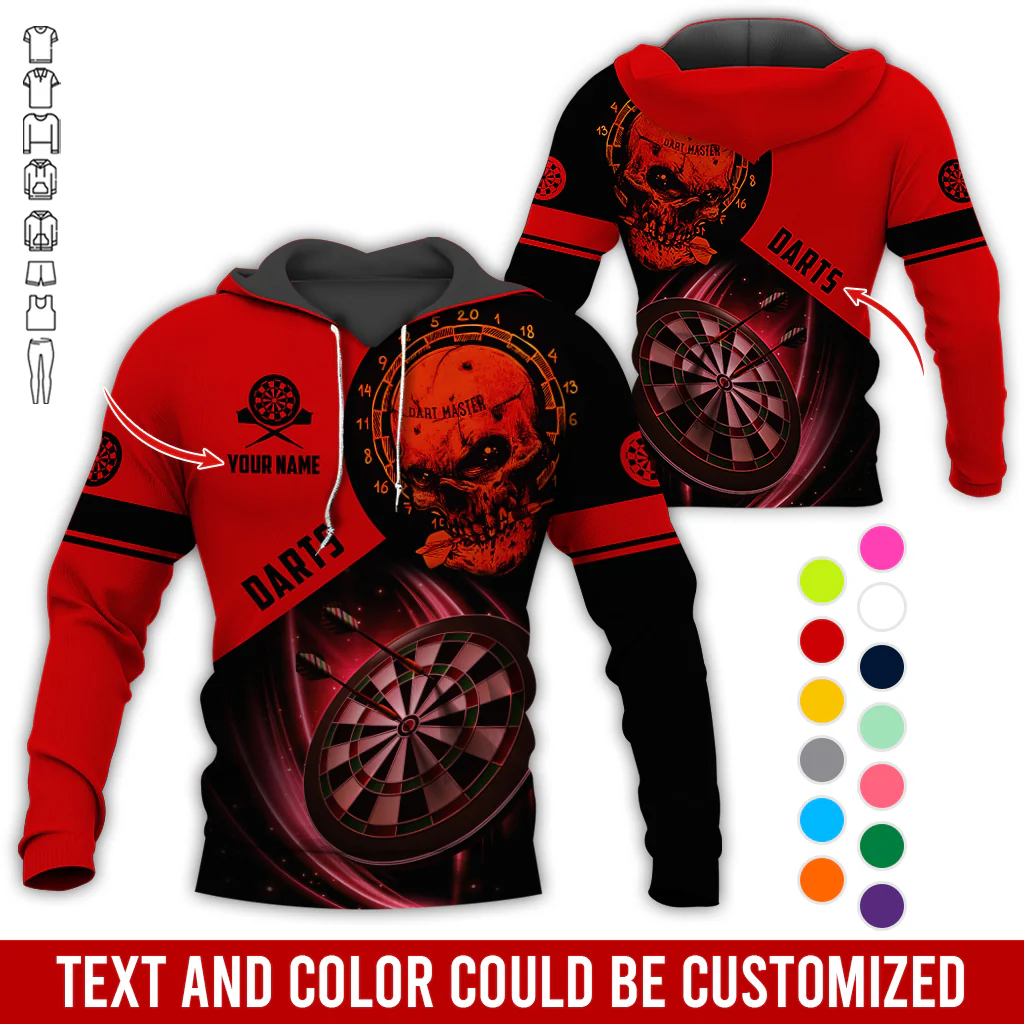 Customized Name Darts Skull Premium Hoodie, Darts Master Skull Pattern Hoodie, Perfect Gift For Darts Lovers, Friend, Family - Image 12