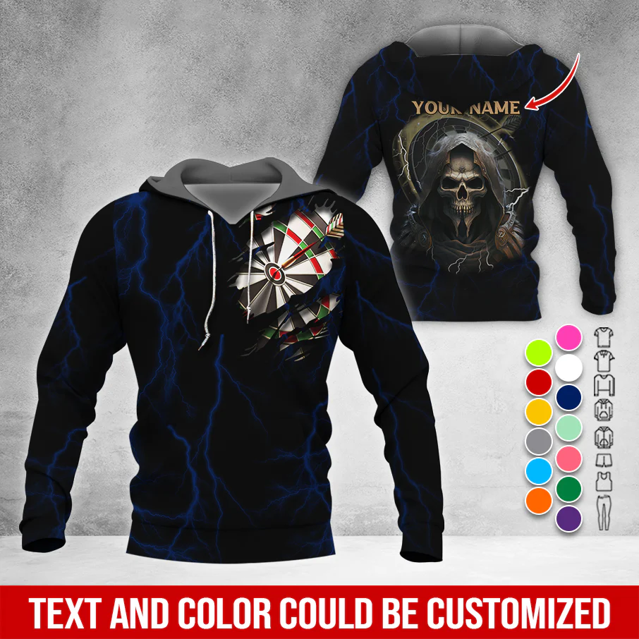 Customized Name Darts Skull Premium Hoodie, Lightning & Death Darts Hoodie, Perfect Gift For Darts Lovers, Darts Player - Image 10