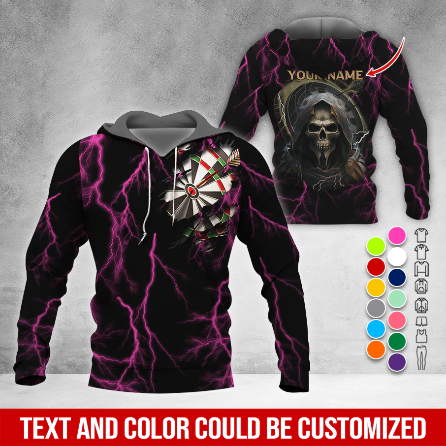 Customized Name Darts Skull Premium Hoodie, Lightning & Death Darts Hoodie, Perfect Gift For Darts Lovers, Darts Player - Image 11