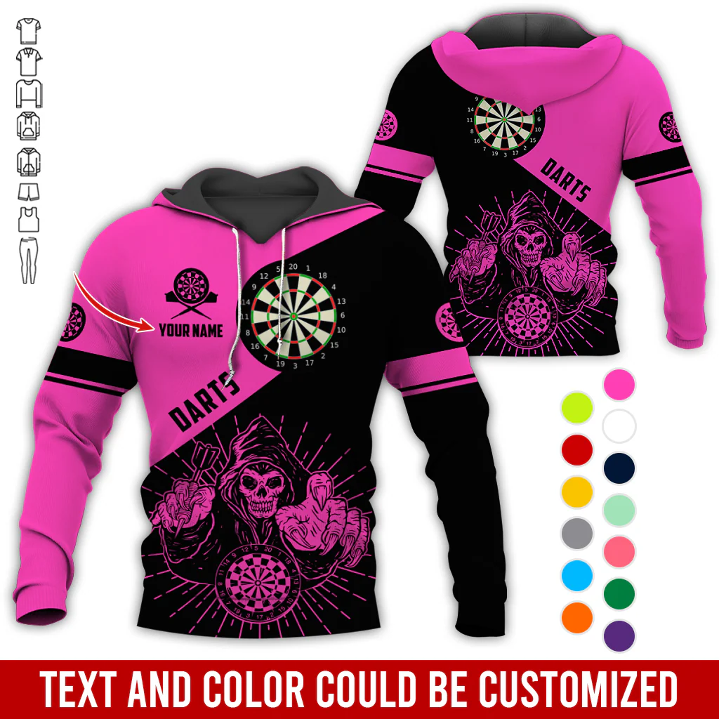Customized Name Darts Skull Premium Hoodie, Skeleton Playing Darts Pattern Hoodie, Perfect Gift For Darts Lovers, Friend, Family - Image 10