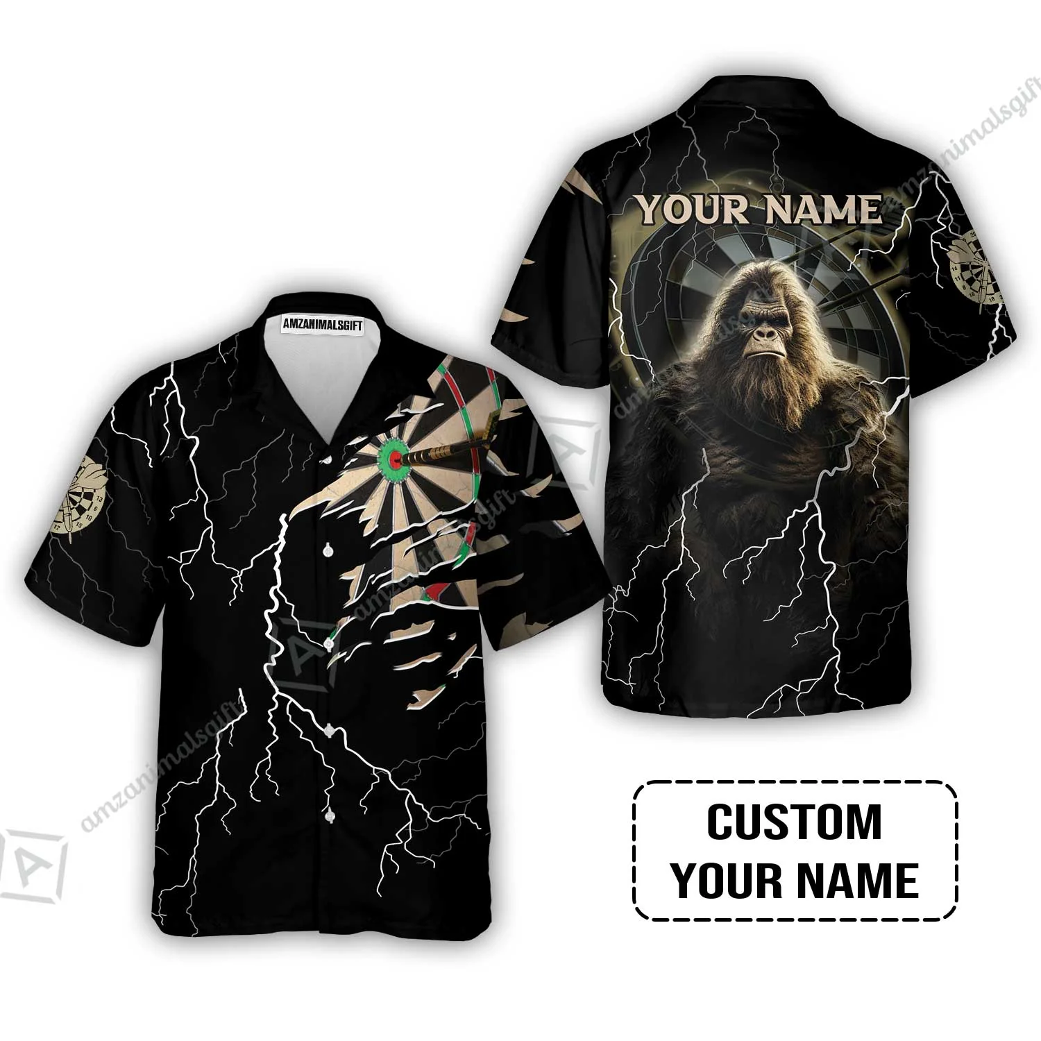 Customized Name Darts Sweatshirt, Bullseye Dartboard Personalized Bigfoot And Darts Sweatshirt - Image 7