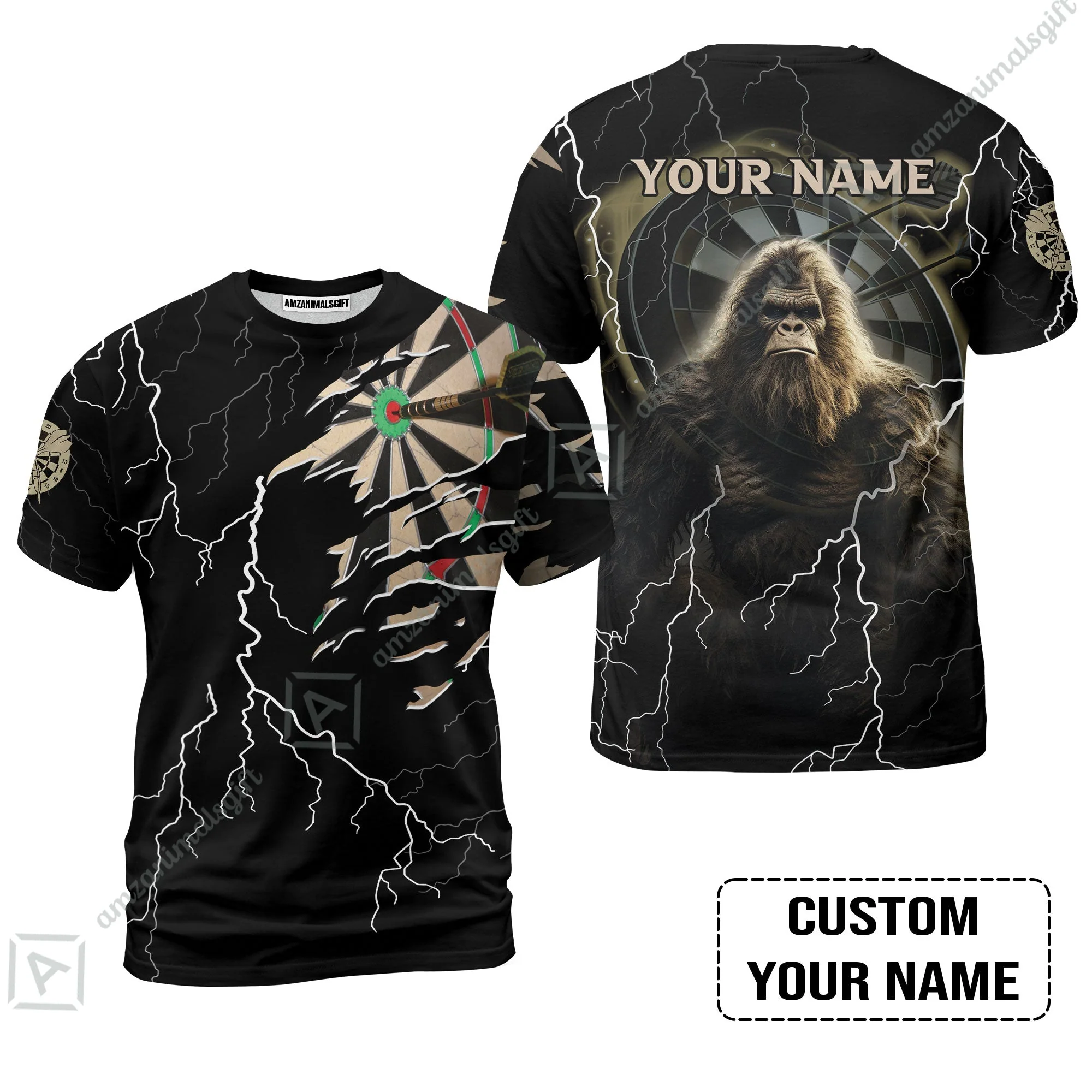 Customized Name Darts Sweatshirt, Bullseye Dartboard Personalized Bigfoot And Darts Sweatshirt - Image 8